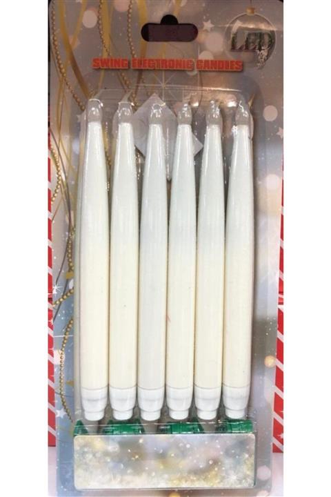 cosy home gift Pilli Şamdan Mum 6 Lı Paket 16 Cm Ev Dekor