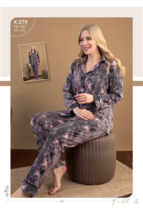 MissTiko Aria's Closet Büyük Beden Düğmeli Pijama Takımı