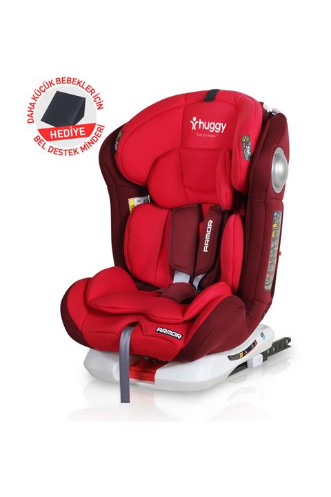 Huggy Armor Rotate360° Dönebilen 0-36  İsofix Yatarlı Oto Koltuğu Kırmızı