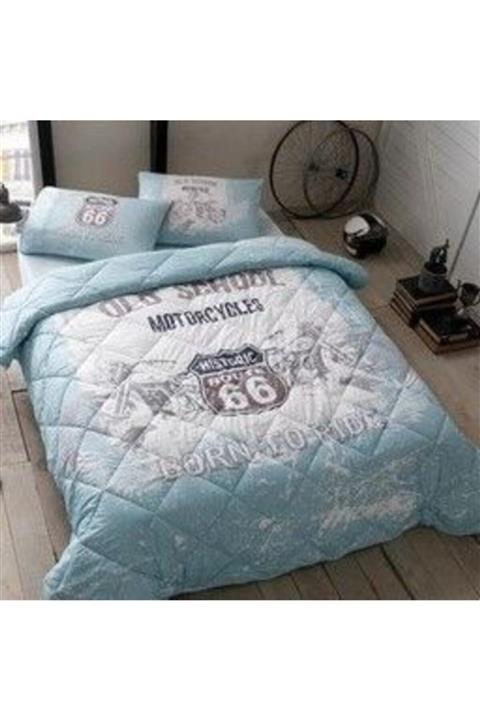 Taç Route Ranforce Çift Kişilik Yorgan Seti Mavi