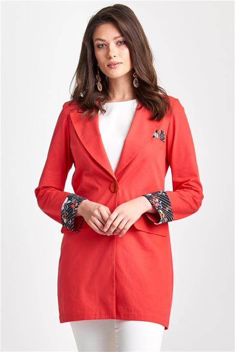 Esswaap Mercan Kolu Çiçek Kombinli Ceket