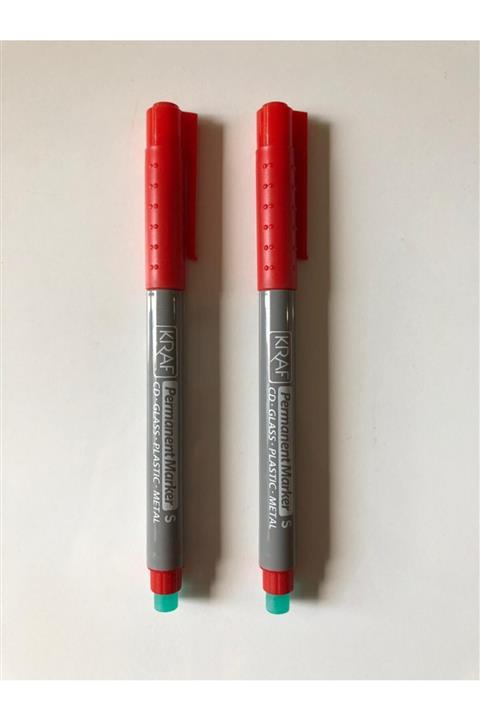 KRAF Ince Uçlu (s) Kırmızı Asetat Kalem (270s) Silgili (2'li)