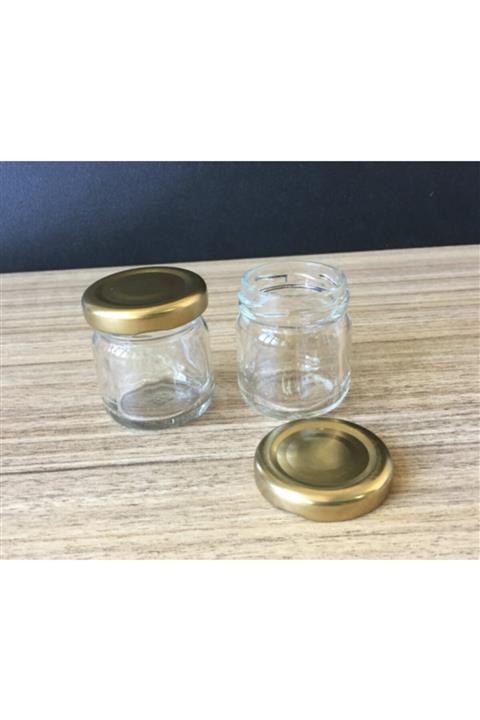 mobilreyon - 50 Adet 40 Cc Cam Kavanoz - Gold Kapak - Hediyelik , Hobi , Düğün , Nişan-mini Kavanoz