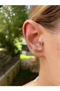 Okkostore Kadın Silver Renkli Kelebek Tragus Kıkırdak Piercing