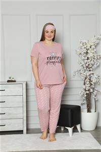 shopshop Kadın Gül Kurusu Pamuklu Büyük Beden Pijama Takımı-2631