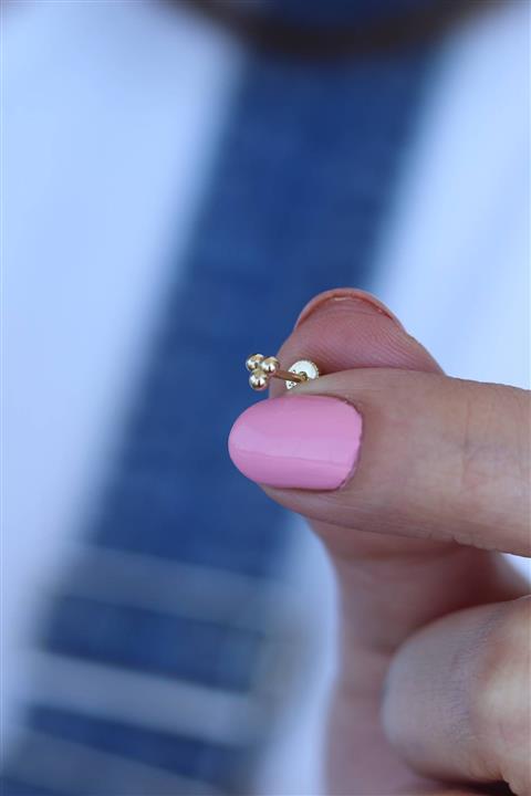 Değerli Kuyumculuk Üç Top Tragus Küpe