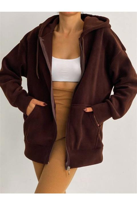 İKLİM LİFE Kapşonlu Polar Hırka