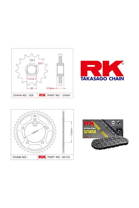 RK Honda Cbf 500 Rk X-Ring Zincir Dişli Set 525 Xso-15/41T(2004-2008)