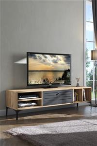 Wood'n Love Milan Metal Kapaklı Metal Ayaklı Tv Ünitesi - Atlantik Çam / Siyah