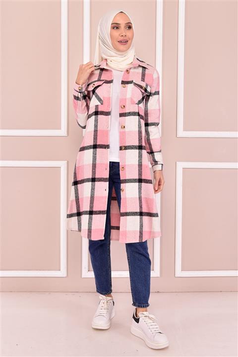 ModaMerve Oduncu Gömlek Pudra Nev5060