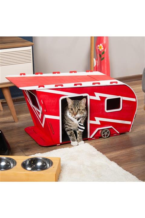 Atölye Zed Moto Karavan Kedi Evi (kırmızı)