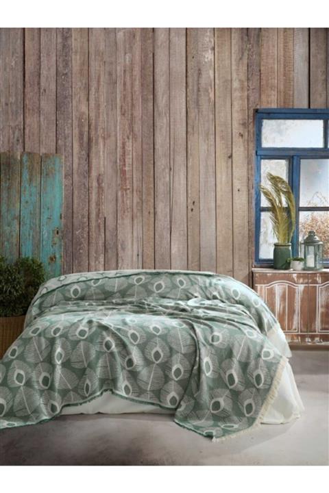 İpekçe Home Ipekçe Eliza Jakarlı Naturel Tek Pike Glory Yeşil