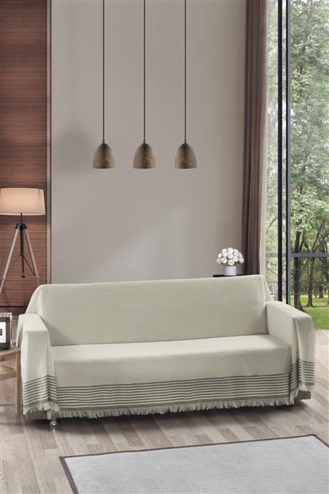 Vagonik Royal Kolları Örten Büyük Boy 180 X 300 Çekyat Koltuk Kanepe Örtüsü - Krem