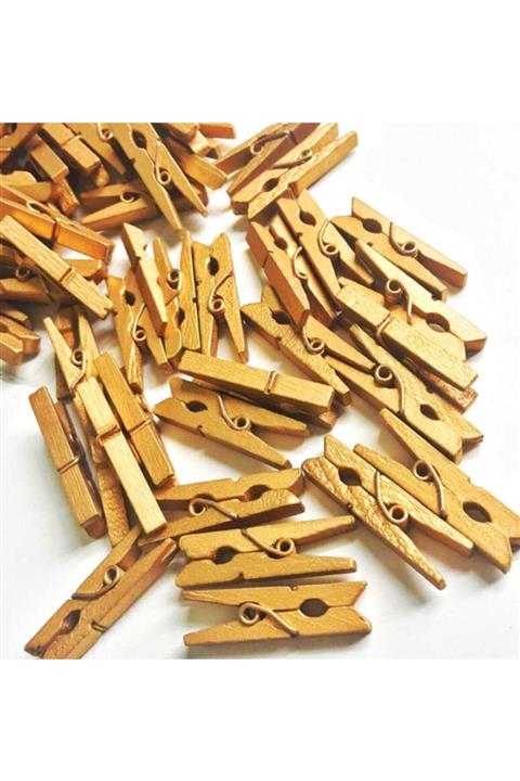 OEM 100'lü Gold Ahşap Mandal 2.5cm (10'lu Paket-1000 Adet)