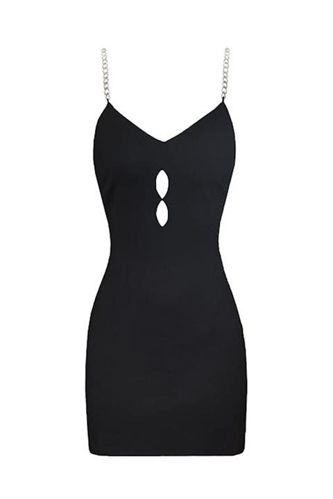 Whenever Company Siyah Zincir Askılı Pencereli Bodycone Siyah Elbise