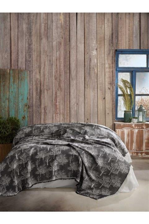 İpekçe Home Ipekçe Eliza Jakarlı Naturel Tek Pike Ağaç Gri