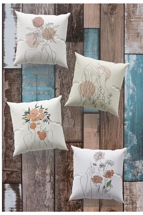 ZANOY Süet Dokulu 4’lü Özel Tasarım Kırlent Kılıfı