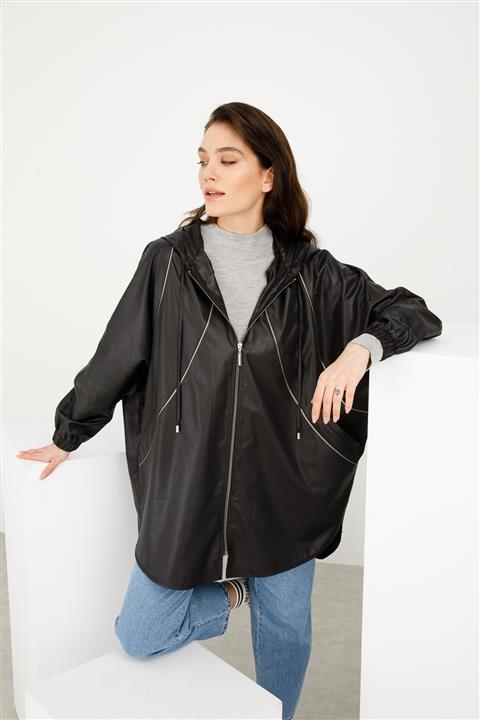 Micca Rüzgar Geçirmez Ve Su Tutmaz Fonksiyonel Kumaştan Biye Detaylı Spor Kap Siyah