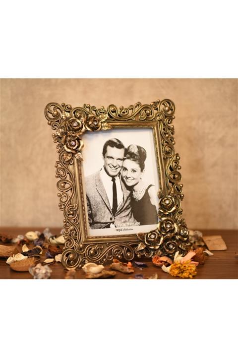 studyosercan2 Fotoğraf Çerçevesi Antik Sarı Incili Gül Modeli 15x21 - 1.sınıf Polyester