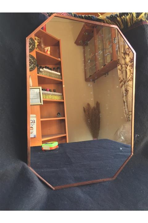 GÜVEN Bakır Rose Dekoratif Geometrik Tasarım Ayna