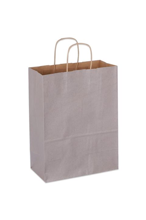 paketlemetezgahı Gümüş Kraft Saplı Kağıt Çanta 25 Adet 45x50x14