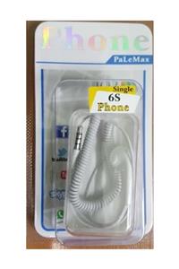 Palemax Yaylı Ajan Kulaklığı Mikrofonlu Tekli Sağ Kulaklık 3,5 mm Jack Beyaz