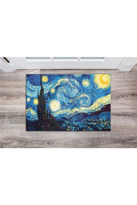 Herms Vincent Van Gogh Yıldızlı Gece Kapı Önü Içi Paspası