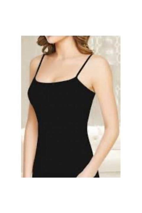 bejamonti Kadın Siyah 6'lı Paket Pamuklu Ribana Ip Askılı Atlet