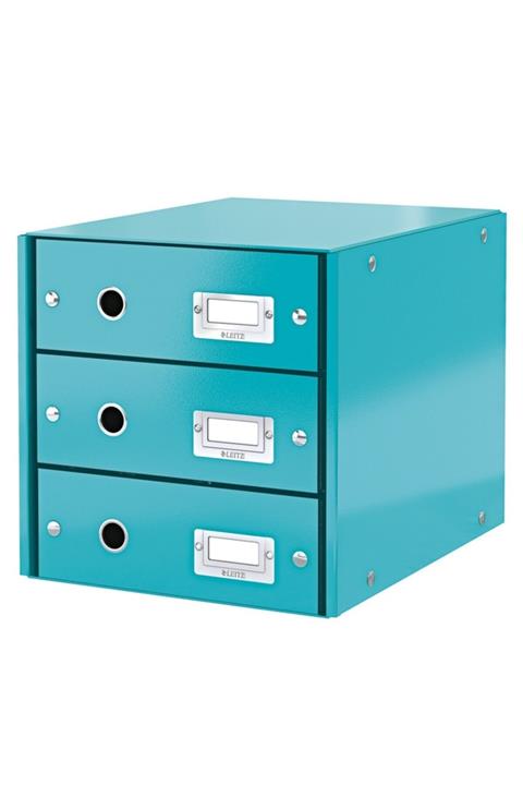 Leitz 6048 Wow Metalik Buz Mavisi Üç Çekmeceli Evrak Rafı