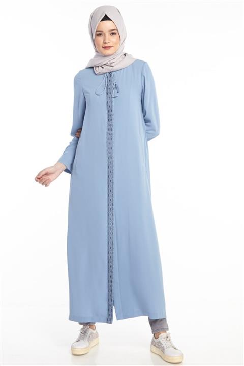 Tuğba Nakışlı Açık Mavi Pardesü