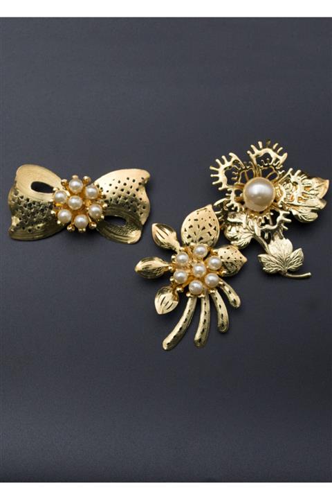 Güler Bijuteri Inci Broş Altın Kaplama 3 'lü Broş