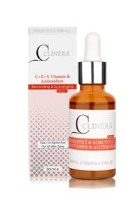 CLİNERA Vitamin&Antioksidan %10C+A+E Cilt Serumu  İle Işıltı Ve canlılık veren Anti Aging Etkili Serum 30 ml