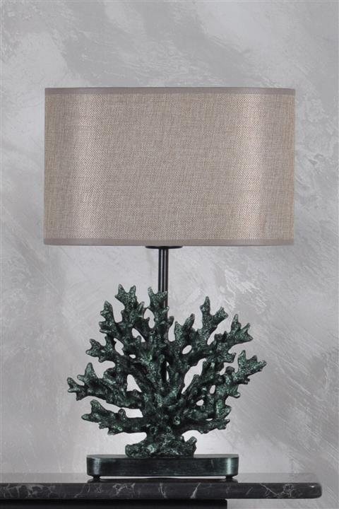 Qdec Modern Dizayn Mercan Abajur Yeşil H.Gold