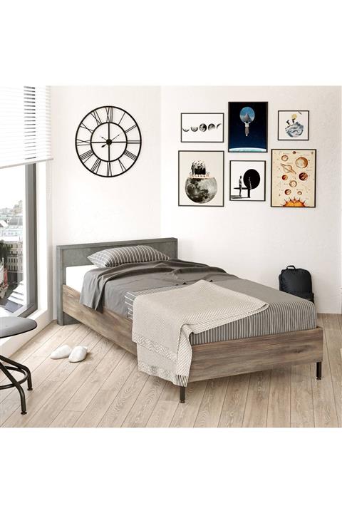 Robin Home Dream Tekli Karyola Metal Ayak Kahve-beton 90x190cm