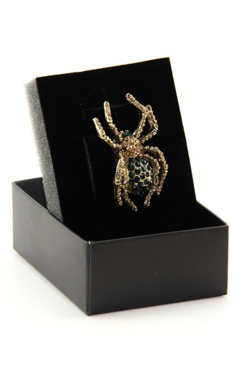 Zaim Aksesuar Yeşil Taşlı Örümcek Broş
