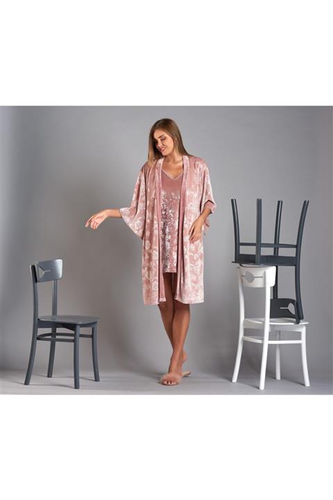 Sevim 11811 Kadife Bayan Sabahlık Takım