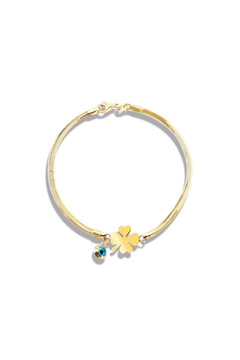 Fay Yamaner Altın Taşlı Yonca Bileklik