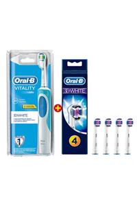 OralB Vitality Şarj Edilebilir Diş Fırçası 3D White +Diş Fırçası Yedek Başlığı Pro White 4 Adet