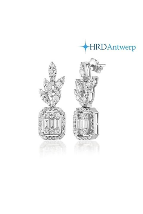 İBER DIAMOND Iber E/f Renk Sı 0.79 Karat Pırlanta Taşlı Baget Küpe - Pkp0262hrd