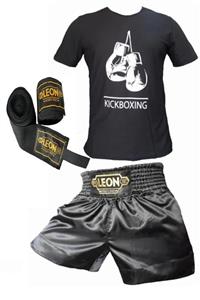 By Leon 1982 Unisex Siyah Baskılı Kickboks Set