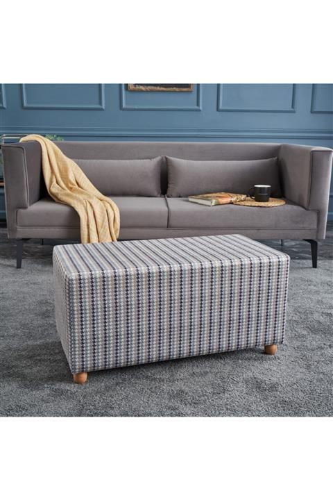 Evdebiz Turkuaz Kazayağı Desenli Puf