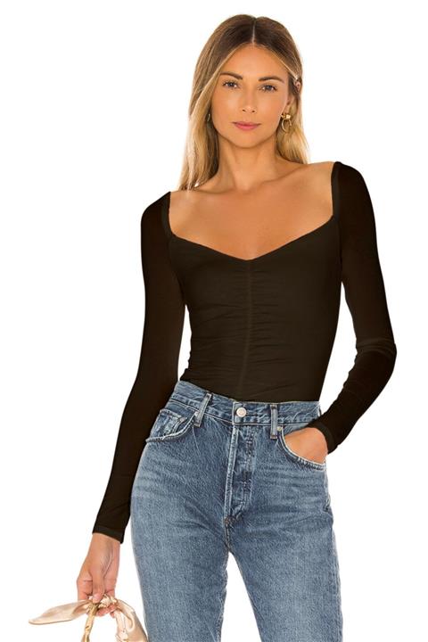 By Kul Design Kadın Siyah Önü Büzgülü Bodysuit
