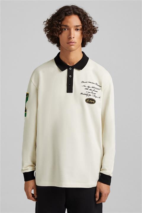 Bershka Kolej Yamalı Rugby Polo T-shirt
