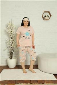 SEBOTEKS Slim Fit Büyük Beden Pamuklu Cepli Kısa Kol Şortlu Pijama Takımı 2624