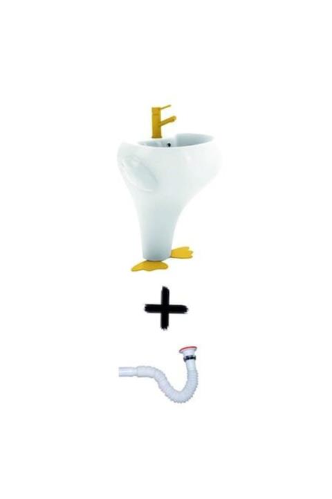 Creavit Dc052 Ducky Çocuk Lavabosu 40x52 Cm Ve Körüklü Sifonu