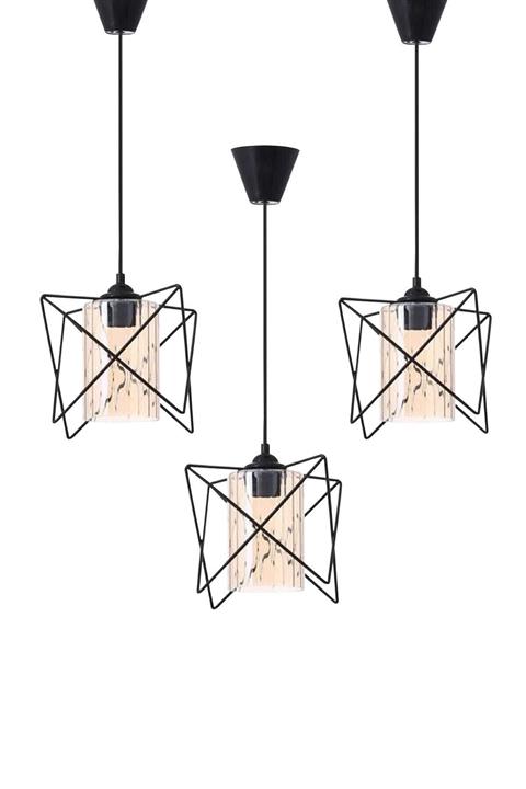 Trend Kitchen 3 Adet Tekli Zigzag Tasarım Sarkıt Avize Salon Mutfak Modern Avize