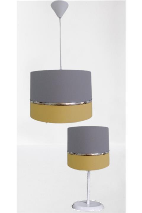 design by nehir Gri Sarı Salon Yatak Odası Çocuk Odası Genç Ve Bebek Odası Avize Ve Abajur Seti Atdınlatma