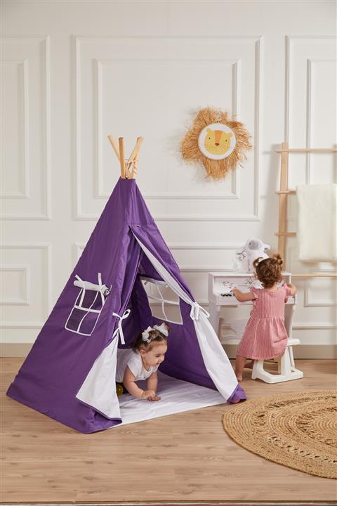 Svava Kızılderili Çocuk Oyun Çadırı - %100 Pamuk Çocuk Çadırı (mor)