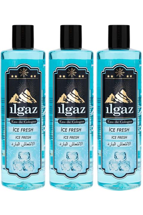 ILGAZ 3'Lü Elit Ice Fresh Kolonya 400 Ml 80 Derece Ferahlatıcı Parfüm Esanslı Kolonya