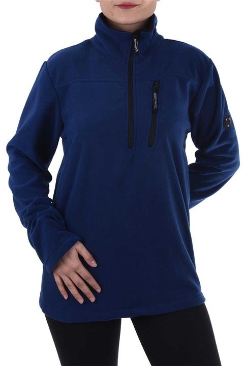 GHASSY CO. Kadın Mavi Cepli Yarım Fermuarlı Polar